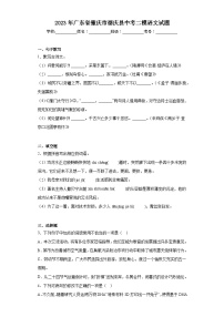 2023年广东省肇庆市德庆县中考二模语文试题（含答案）