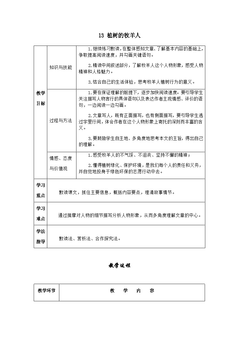 13《植树的牧羊人》课件+教案+导学案（含反思）01