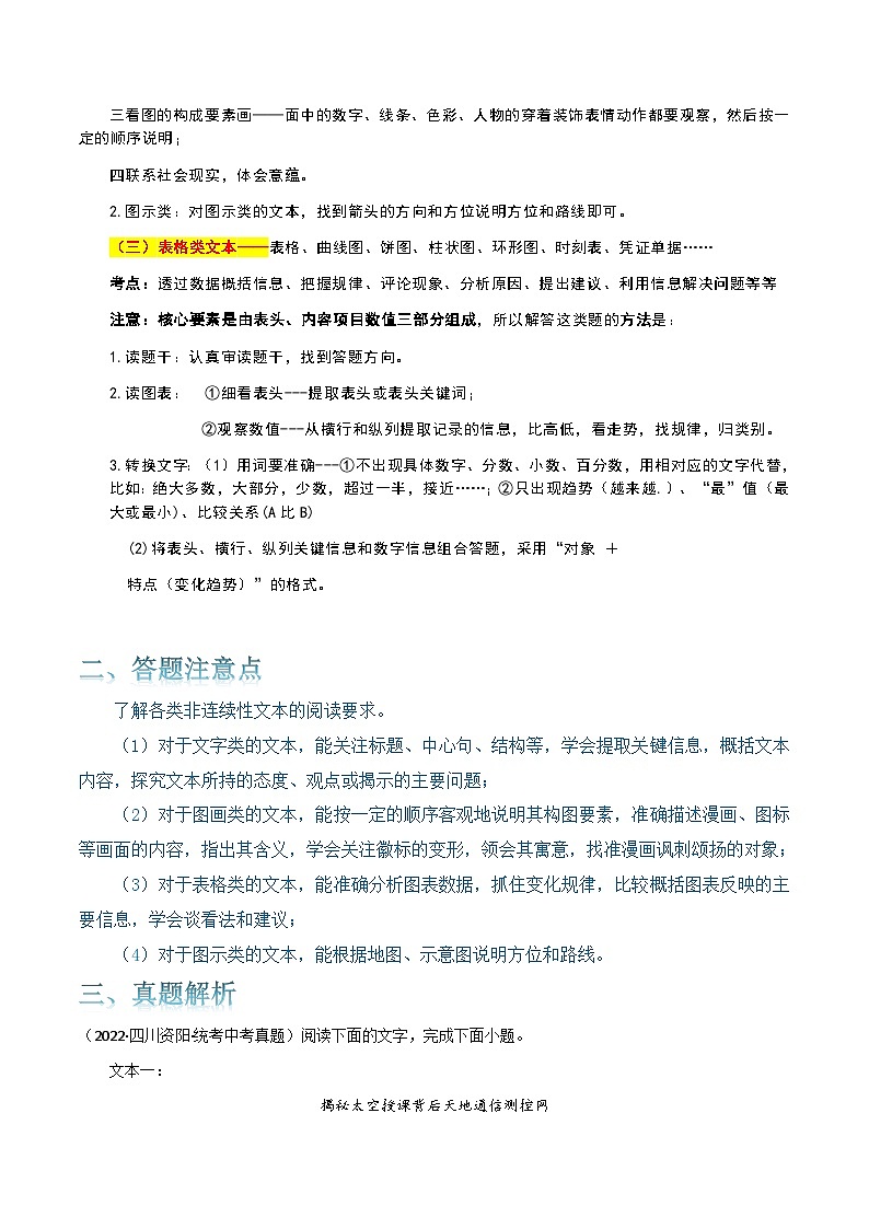 非连续性文本阅读-中考语文三轮冲刺知识点+答题注意+真题解析+专项练习（原卷版）第3页