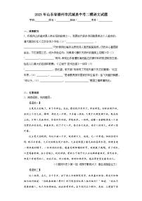 2023年山东省德州市武城县中考二模语文试题（含答案）