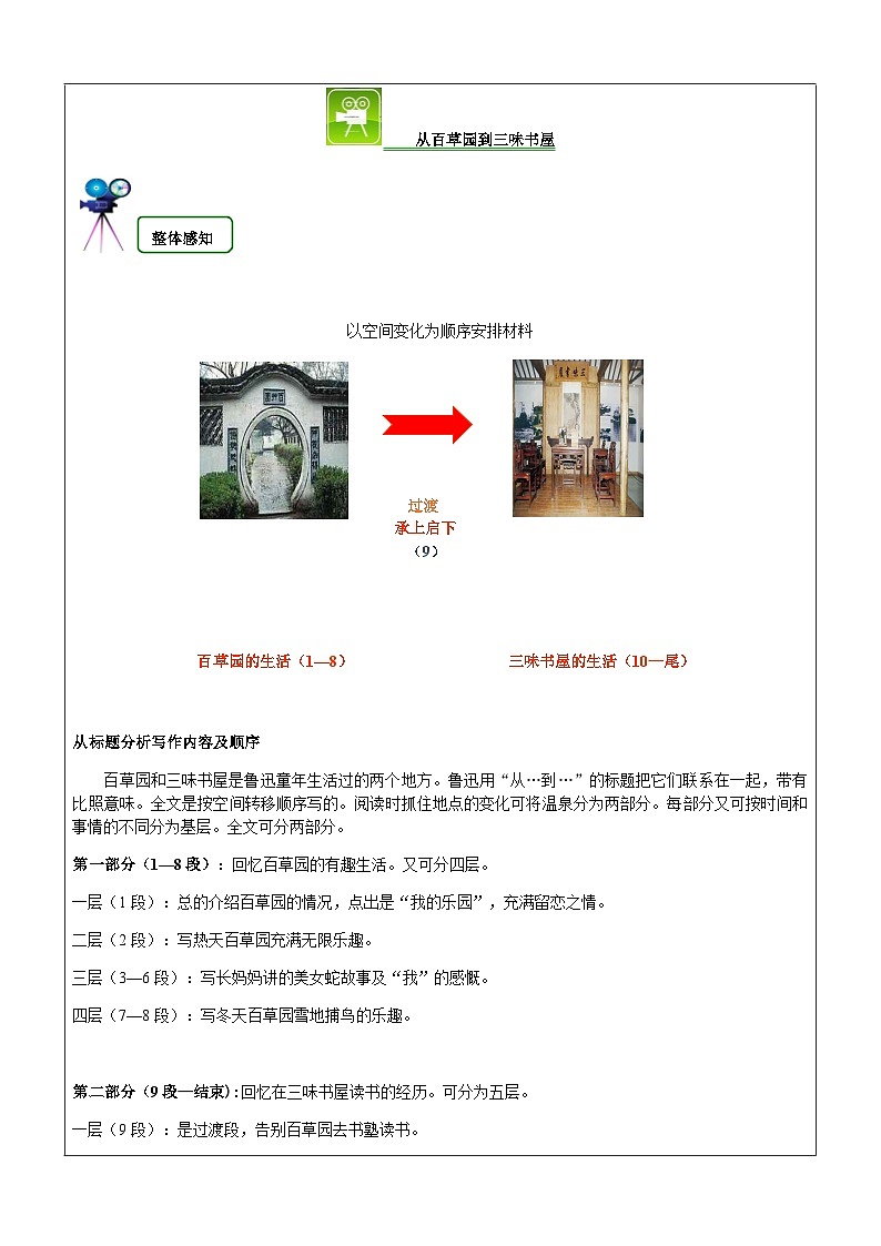 暑假新部编版七年级语文第8讲-《从百草园到三味书屋》+景物描写赏析 课件教案02