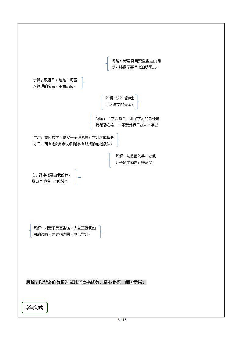暑假新部编版七年级语文第14讲-《诫子书》+写作：理清思路 课件教案03