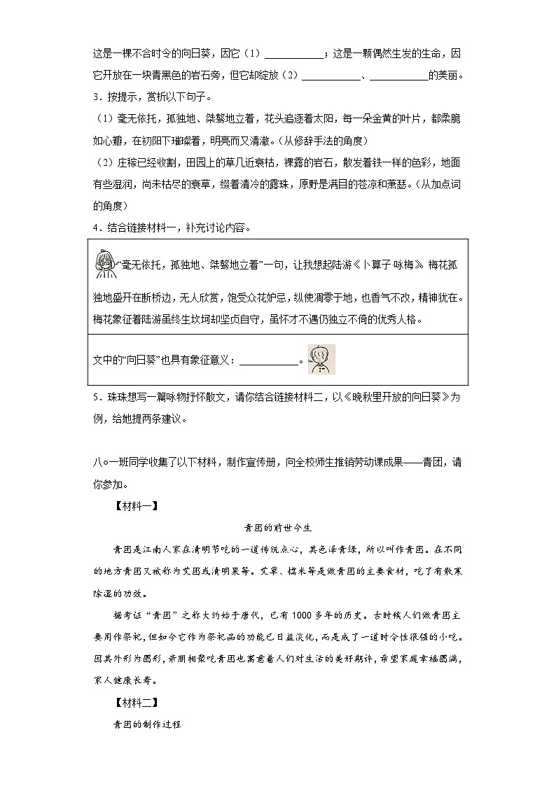 浙江省宁波市南三县2022-2023学年八年级下学期期末语文试题（含答案）第3页