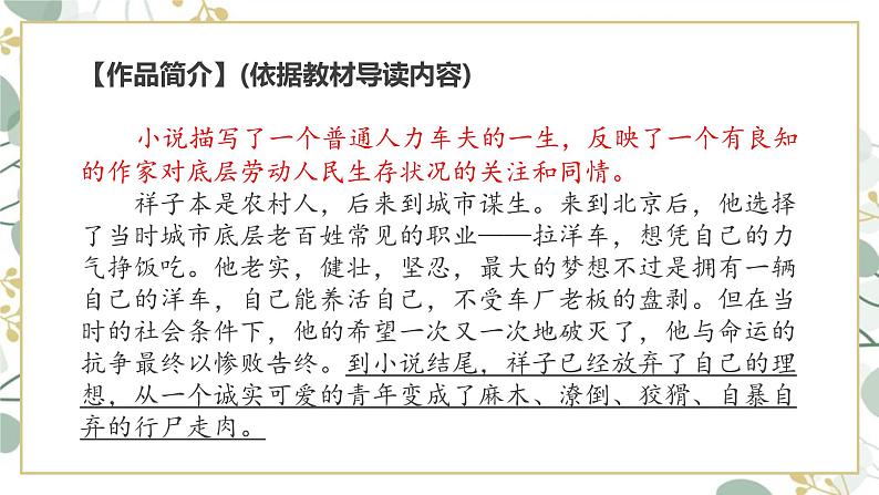 中考语文二轮专题复习：名著导读《骆驼祥子》课件第3页