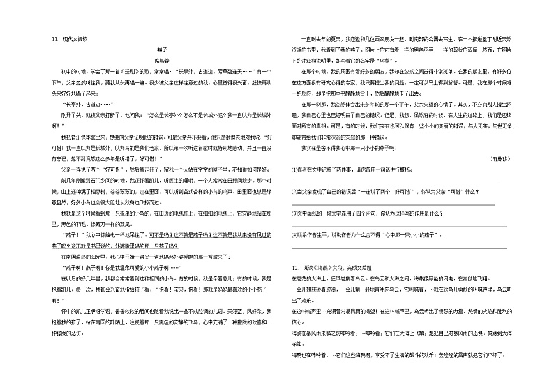 部编版语文九年级下册：第4课《海燕》同步练习（含答案）02