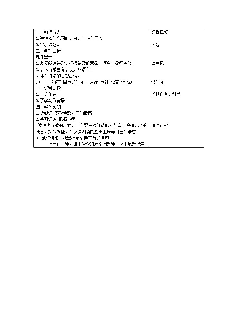 部编版九年级语文上册第一单元学习鉴赏《我爱这土地》教案（定稿）02