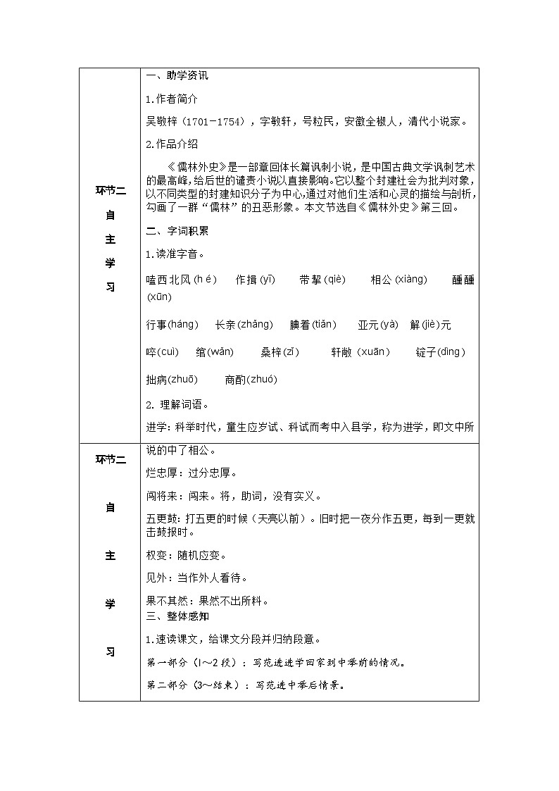 人教部编版语文九上 23《范进中举》课件PPT+导学案+课文朗读+课后习题参考答案02
