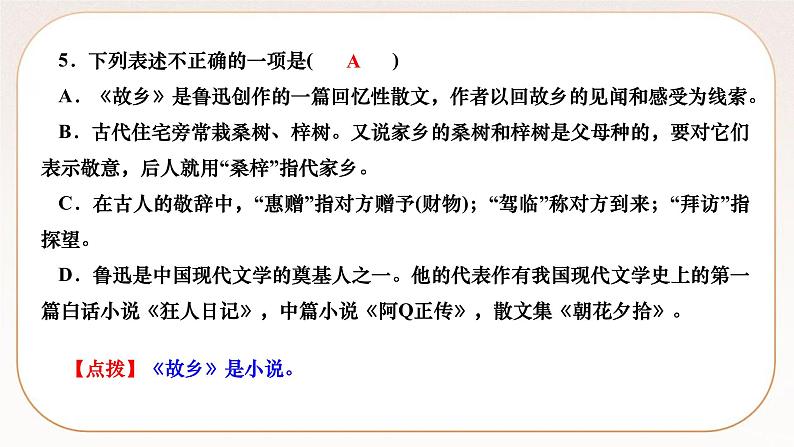 人教部编版语文九上 15　故乡 （练习课件）第6页