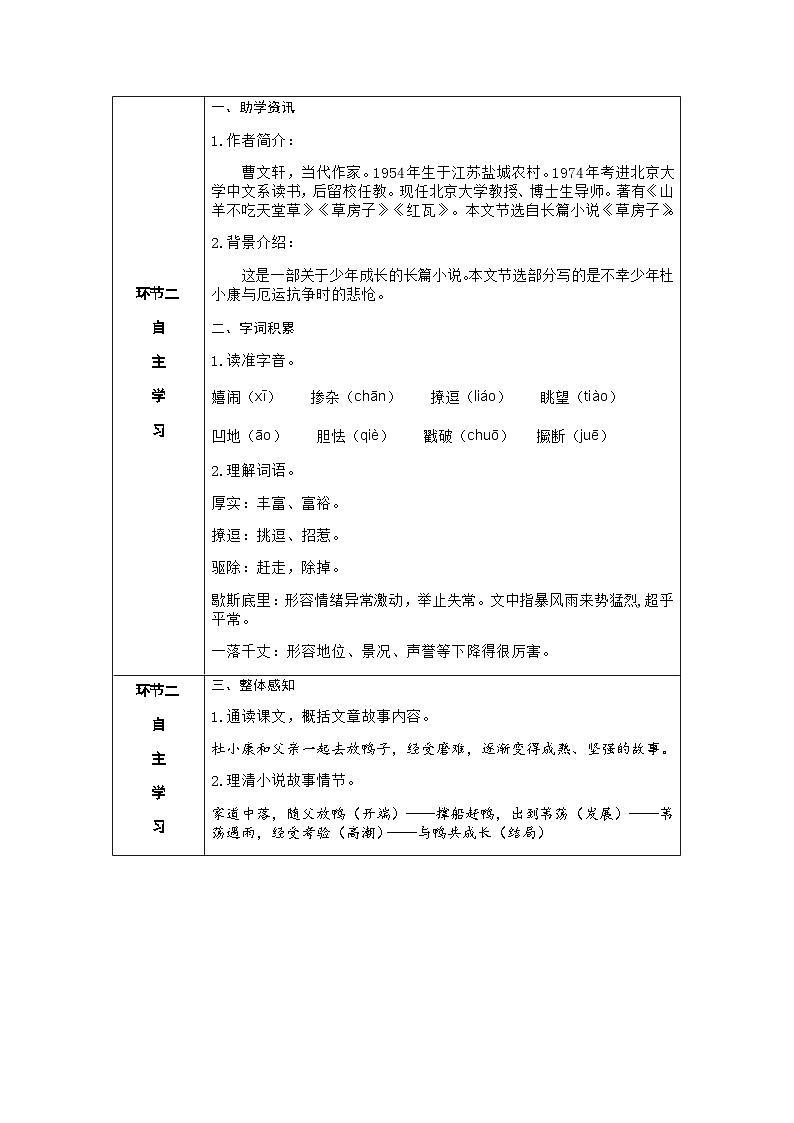 人教部编版语文九上 17.孤独之旅（导学案）02