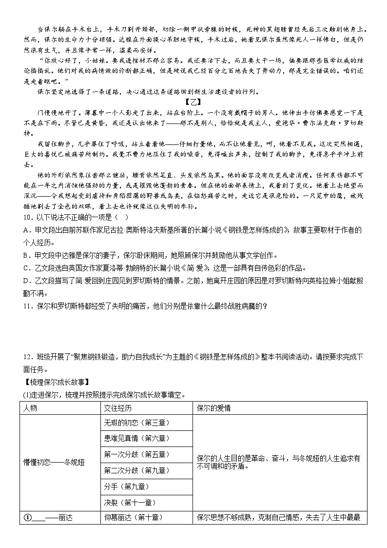 《钢铁是怎样炼成的》练习第3页