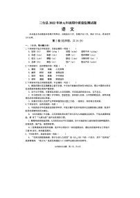 四川省绵阳市三台县2022-2023学年九年级上学期半期质量监测语文试题