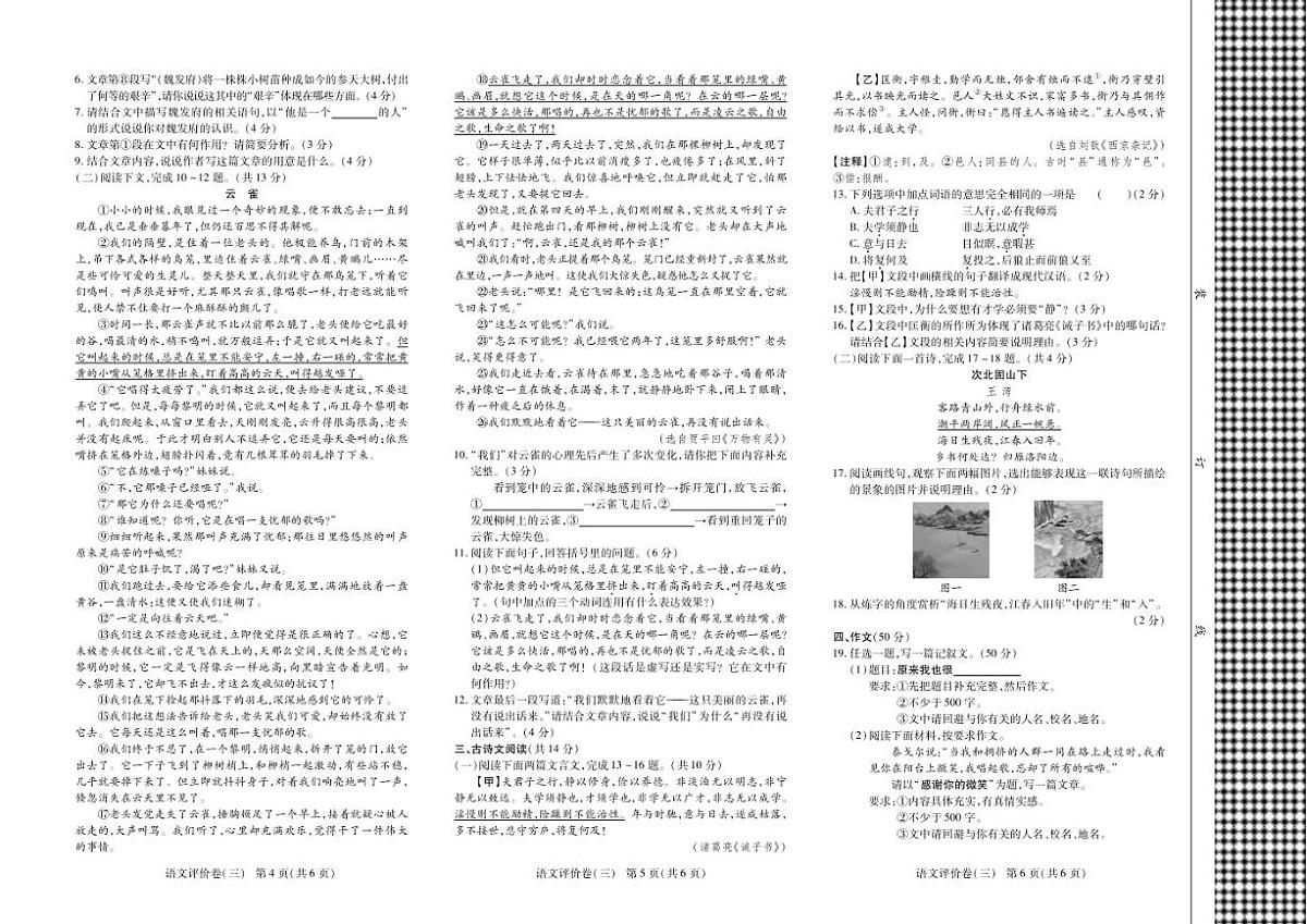 河南周口沈丘2022-2023学年七年级上学期期末语文试题第2页