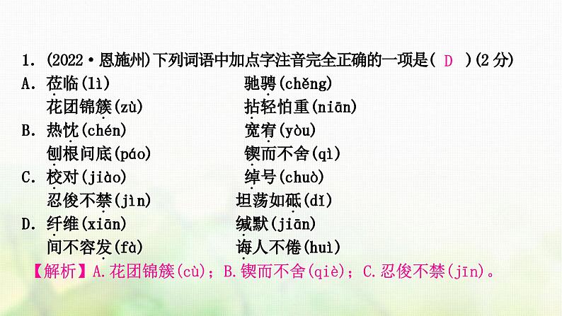 中考语文复习积累与运用1专题三字音、字形教学课件05