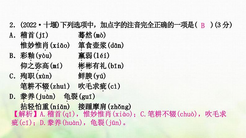 中考语文复习积累与运用1专题三字音、字形教学课件06