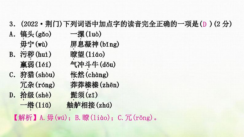 中考语文复习积累与运用1专题三字音、字形教学课件07