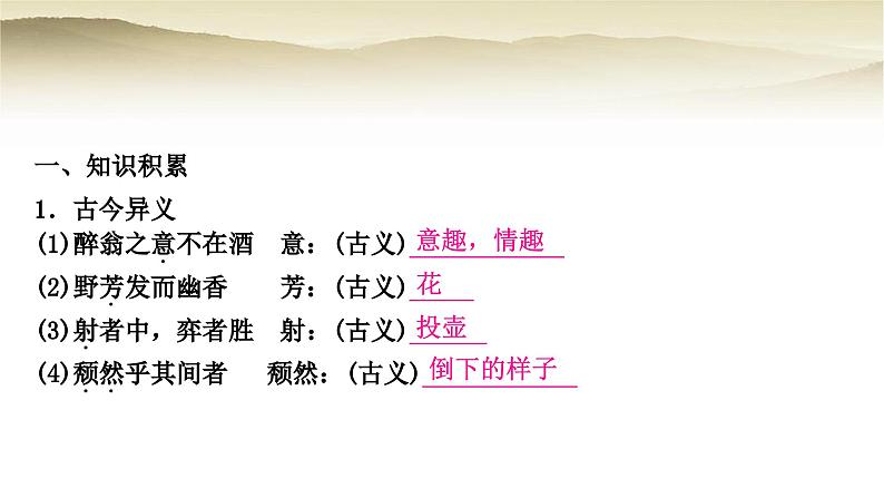 中考语文复习文言文基础储备练9醉翁亭记教学课件02