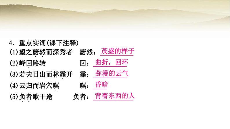 中考语文复习文言文基础储备练9醉翁亭记教学课件06
