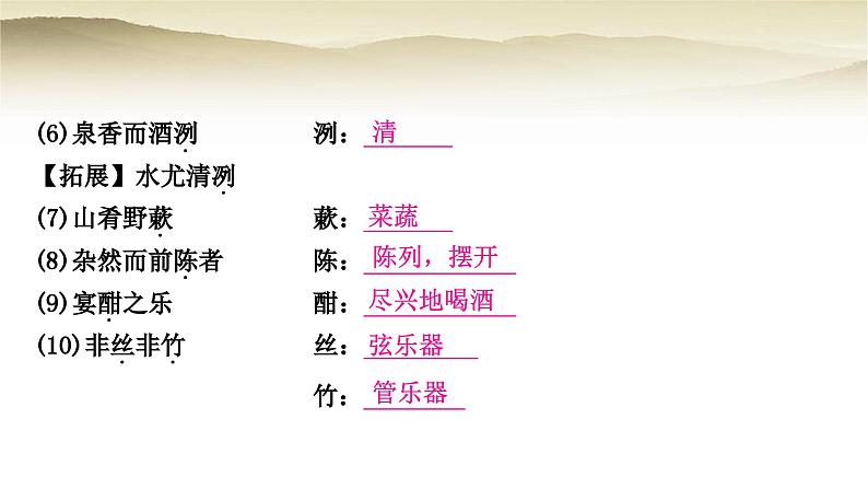 中考语文复习文言文基础储备练9醉翁亭记教学课件07