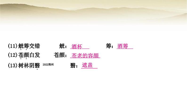 中考语文复习文言文基础储备练9醉翁亭记教学课件08