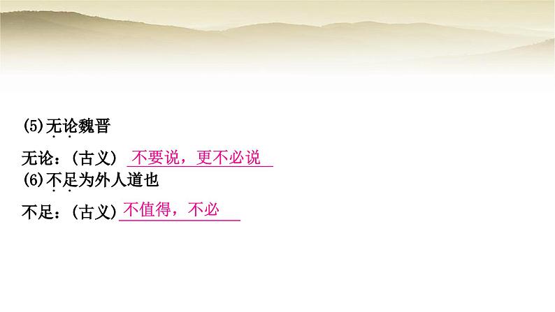中考语文复习文言文基础储备练11桃花源记教学课件第4页