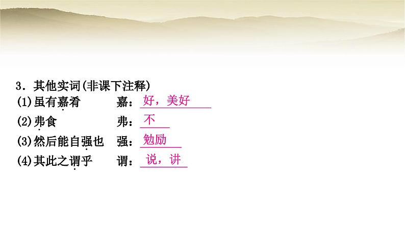 中考语文复习文言文基础储备练16所有嘉肴教学课件第3页