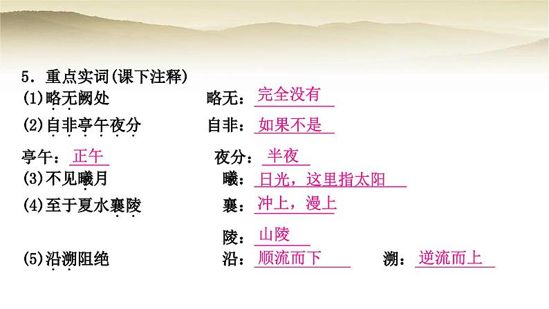 中考语文复习文言文基础储备练19三峡教学课件第5页