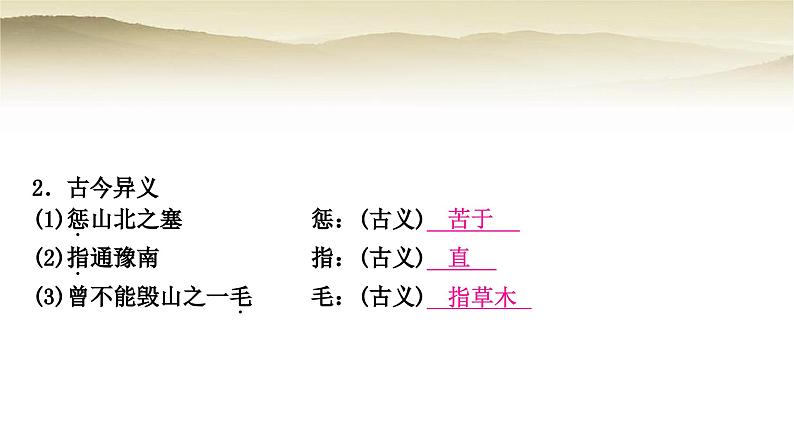 中考语文复习文言文基础储备练26愚公移山教学课件第3页