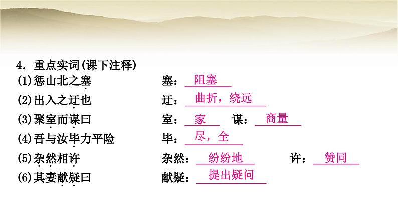 中考语文复习文言文基础储备练26愚公移山教学课件第5页