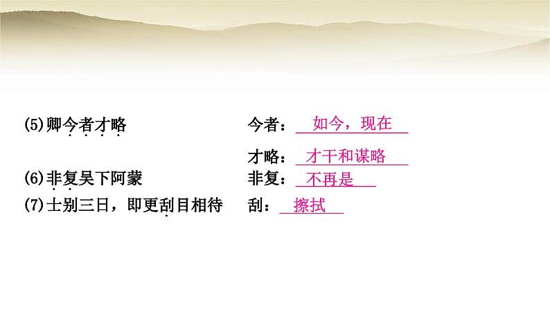 中考语文复习文言文基础储备练28孙权劝学教学课件第6页
