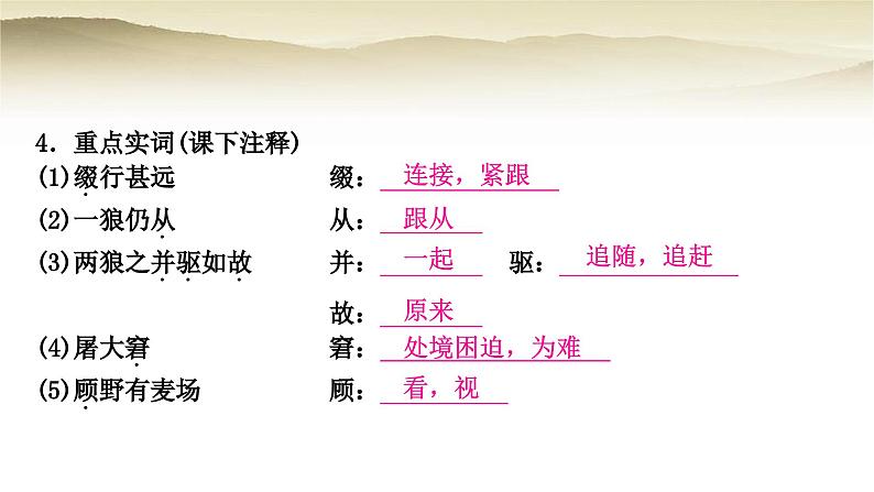 中考语文复习文言文基础储备练36狼教学课件05