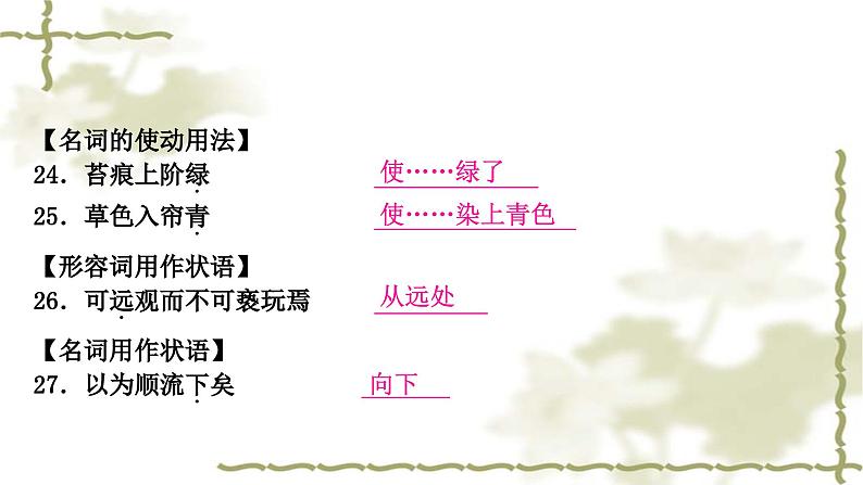中考语文复习古诗文阅读文言文知识整合练125个词类活用教学课件第8页
