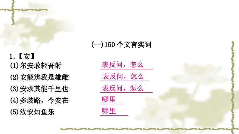中考语文复习文言文知识整合练150个文言虚词教学课件02