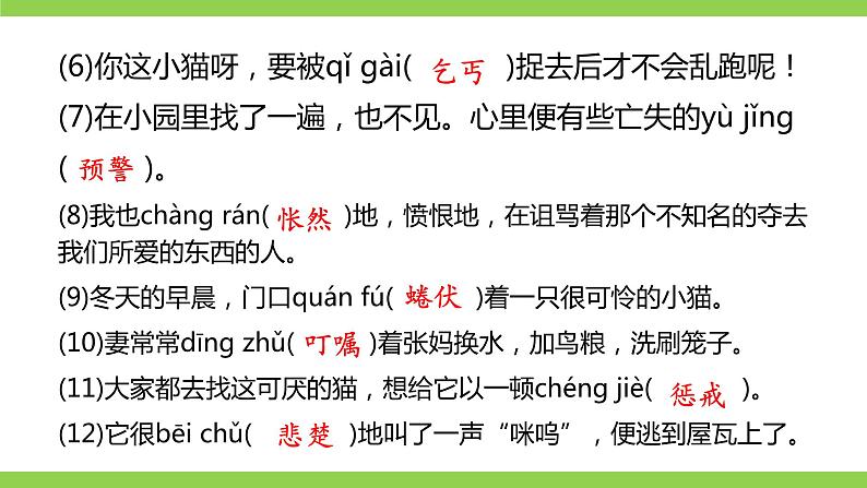 【核心素养】部编版初中语文七年级上册16《猫》 课件+教案+导学案（师生版）+同步测试（含答案）08