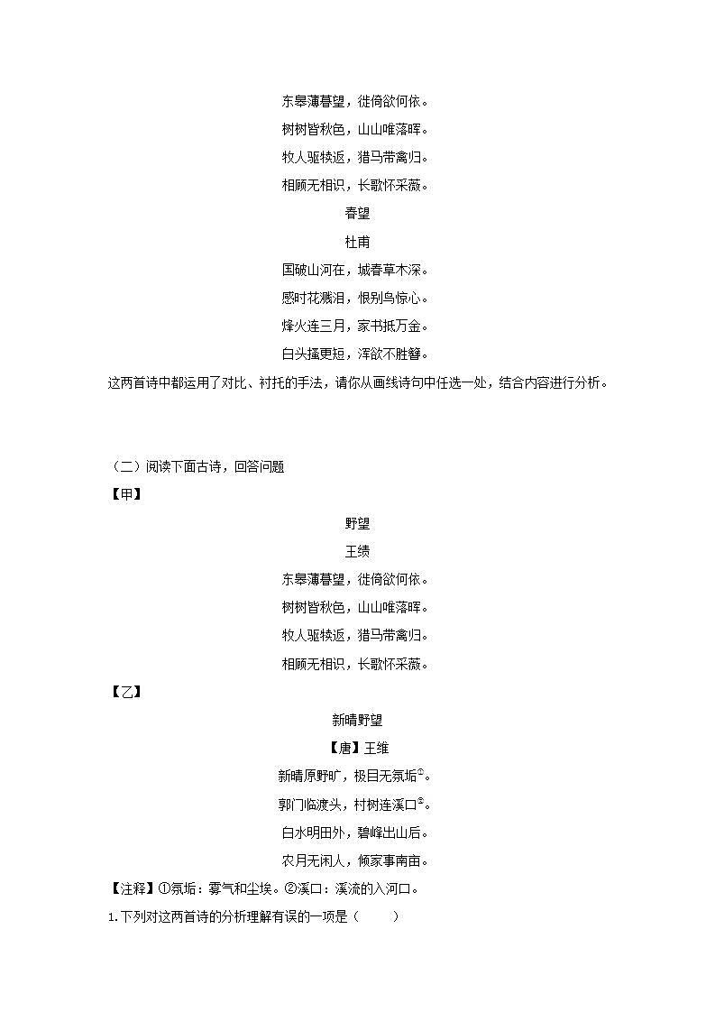 【核心素养目标】人教部编版初中语文八年级上册 《唐诗五首—野望》第一课时课件+教案+同步分层练习（含答案）03