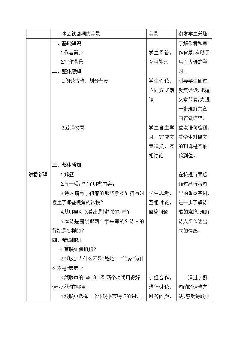 【核心素养目标】人教部编版初中语文八年级上册 《唐诗五首—钱塘湖春行》第五课时课件+教案+同步分层练习（含答案）02