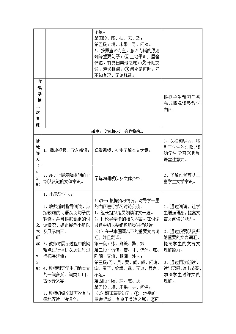 2022-2023学年统编版语文八年级下册 第9课《桃花源记》教学设计第2页