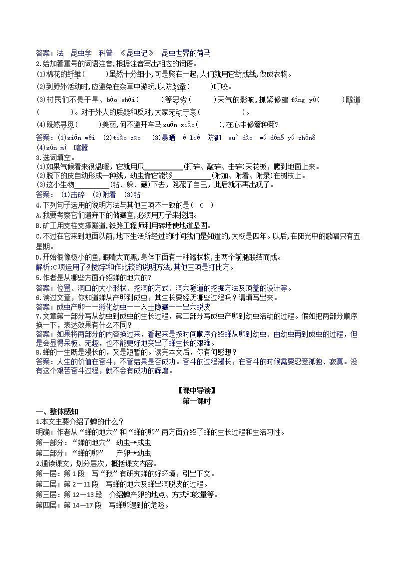 【核心素养】部编版初中语文八年级上册21《蝉》 课件+教案+导学案（师生版）+同步测试（含答案）02