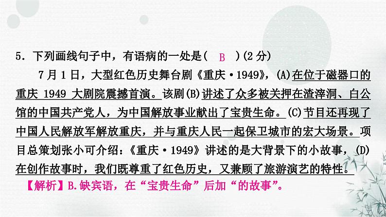 中考语文复习专题四病句辨析与修改作业课件06