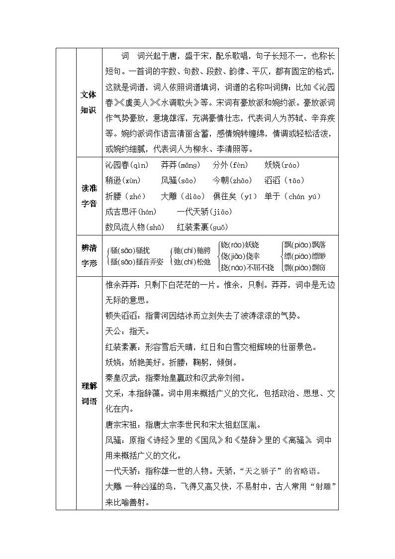 人教部编版语文九年级上册 沁园春·雪-教案02