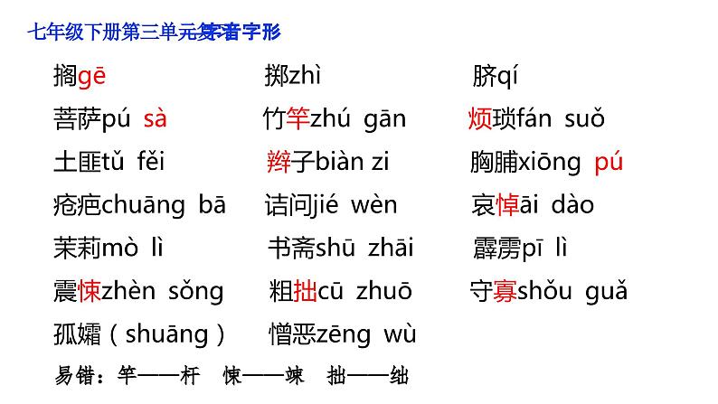 七年级语文下册第三单元复习课件第5页