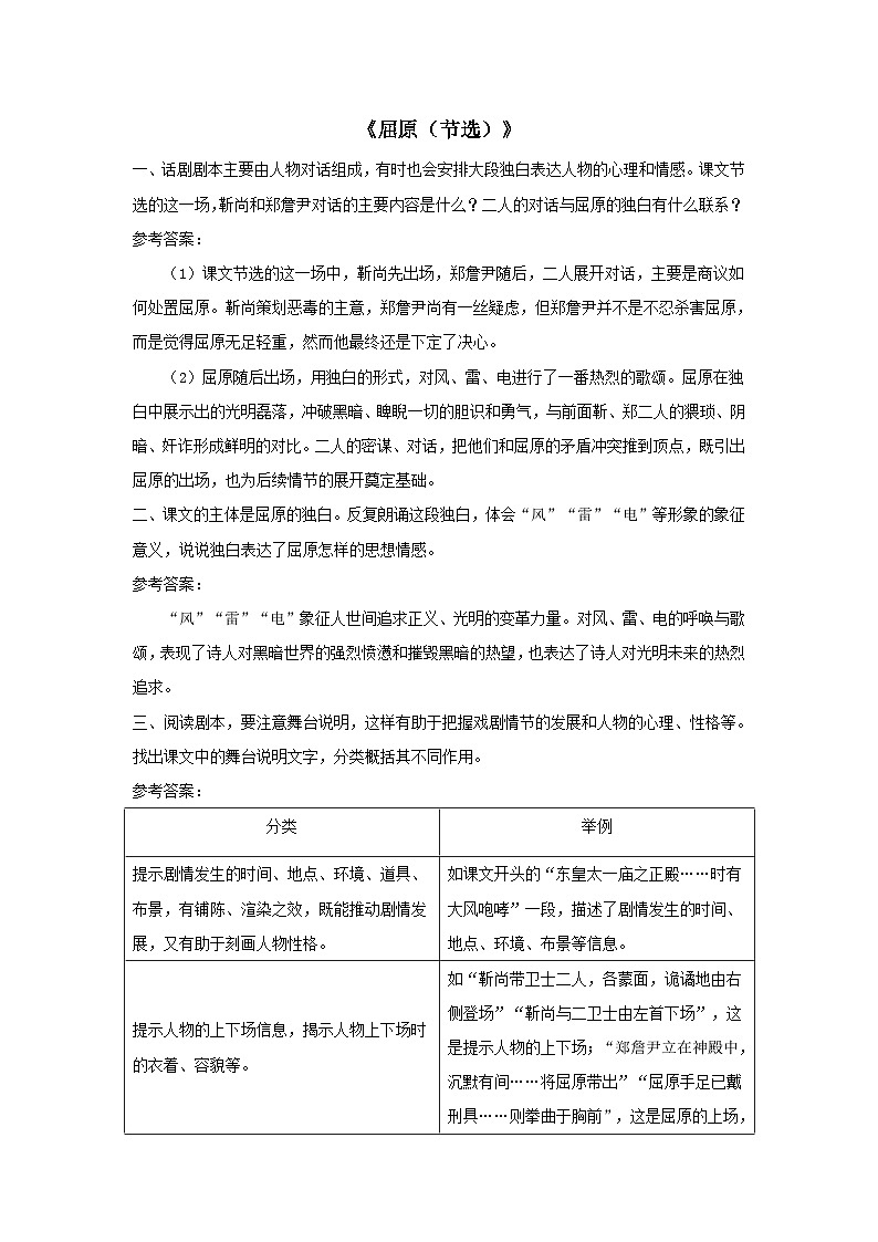 2023九年级语文下册第五单元17屈原节选课后习题（部编版）第1页