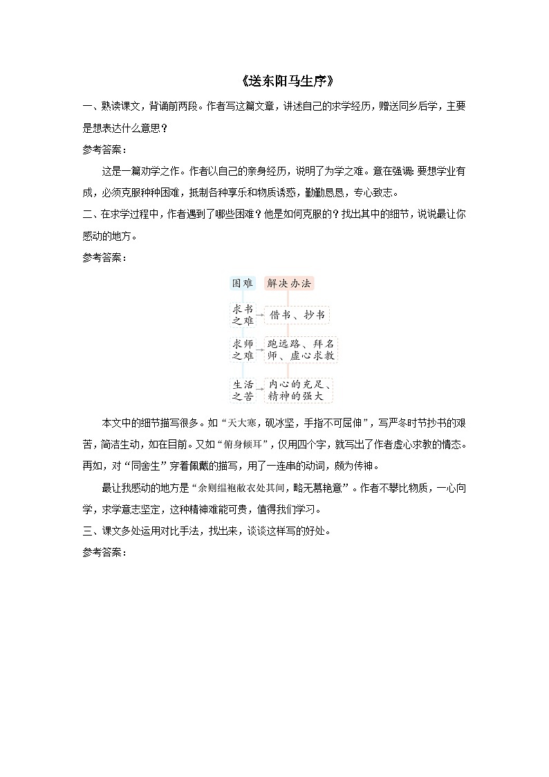 2023九年级语文下册第三单元11送东阳马生序课后习题（部编版）01