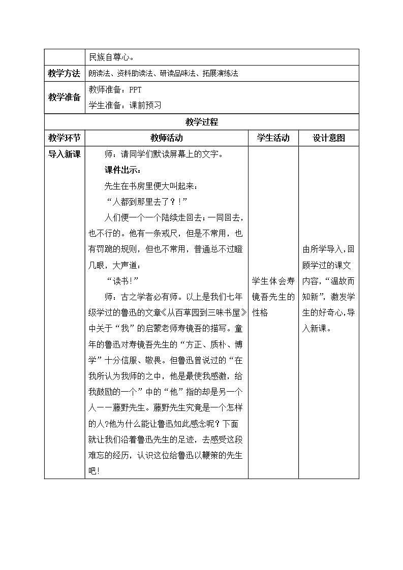 【核心素养目标】人教部编版初中语文八年级上册 《藤野先生》第一课时课件+教案+同步分层练习（含答案）02