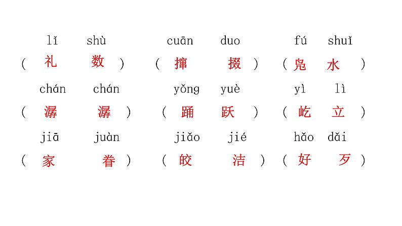 人教版初中语文八年级下册课文字词积累一逐课过关课件第3页