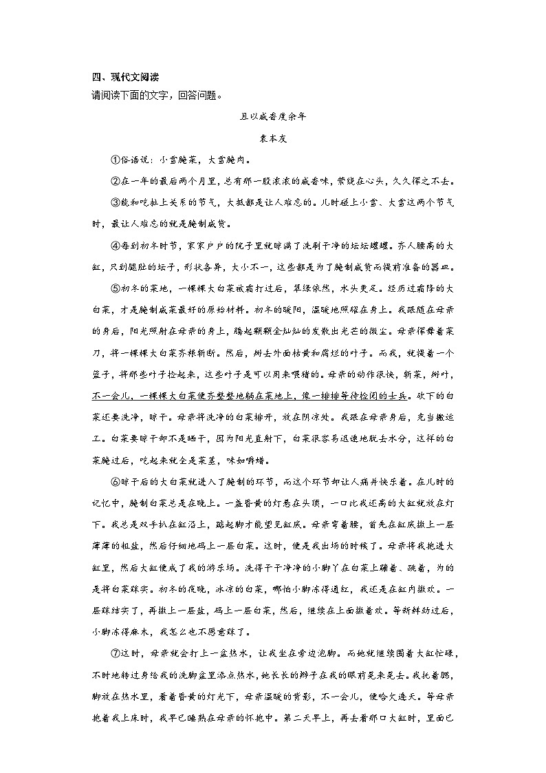2023年安徽省阜阳市太和县中考二模语文试题（含解析）第3页