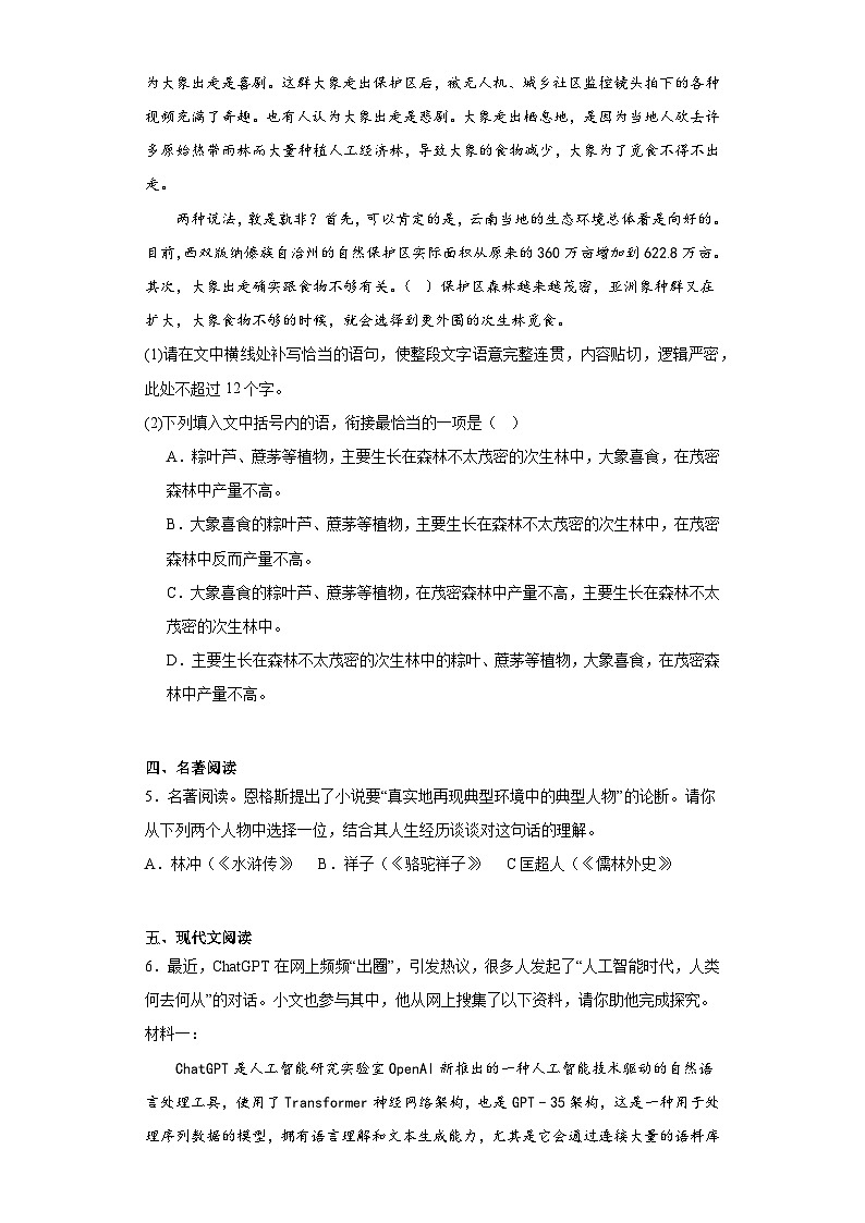 2023年河南省周口市扶沟县中考二模语文试题（含解析）02