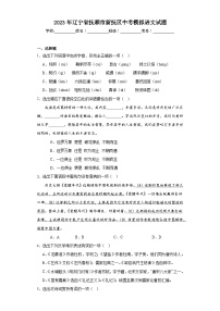 2023年辽宁省抚顺市新抚区中考模拟语文试题（含解析）