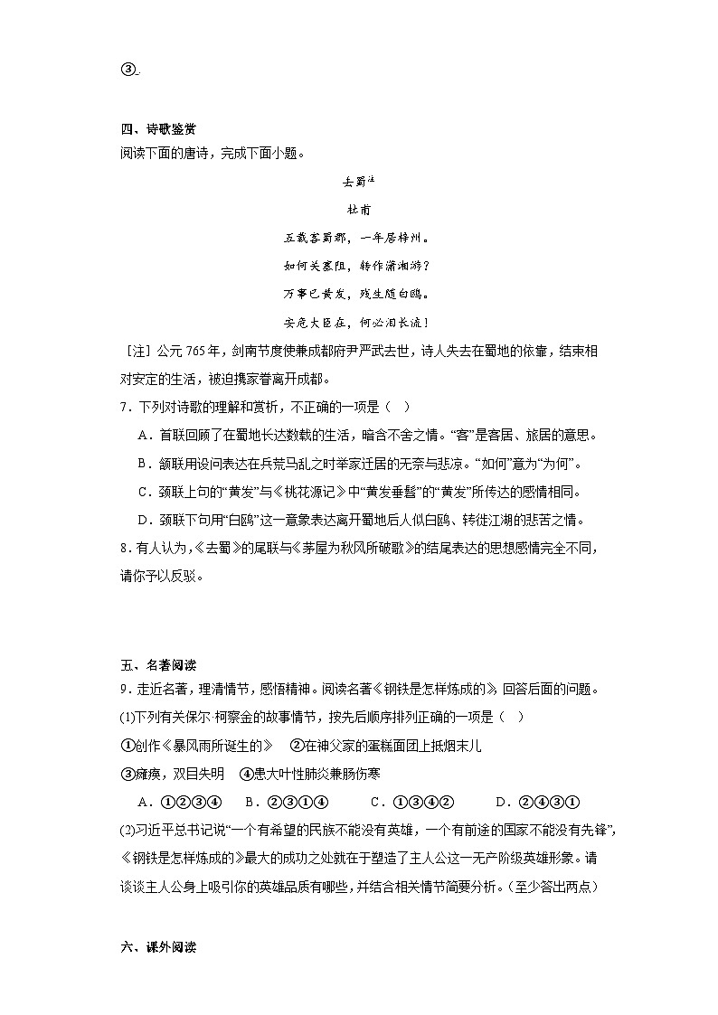 山东省青岛莱西市2022-2023学年八年级（五四制）下学期期末语文试题03