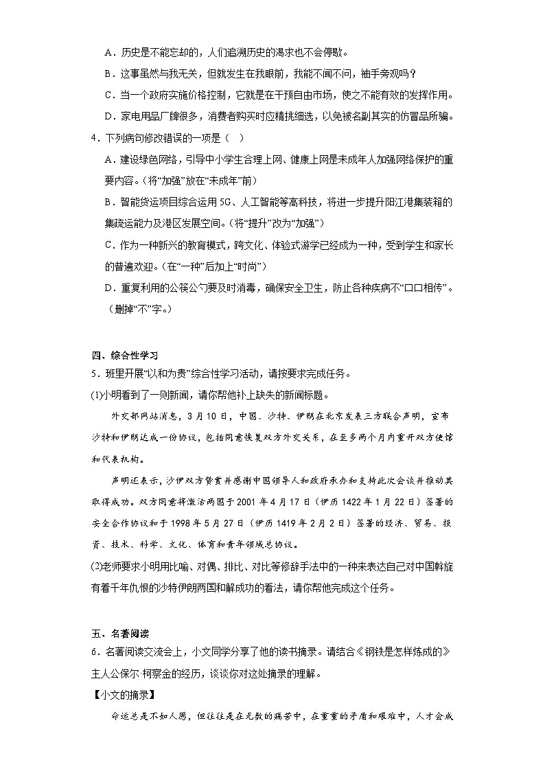 广东省阳江市江城区2022-2023学年八年级下学期期末语文试题（含答案）02