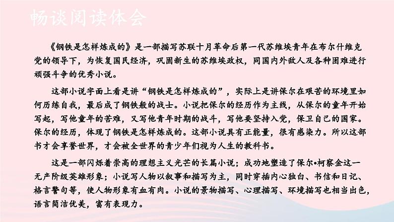 部编八年级语文下册第六单元名著导读钢铁是怎样炼成的第2课时课件第4页